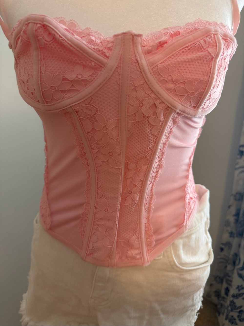 Forever 21 Pink Lace Bustier Corset Top